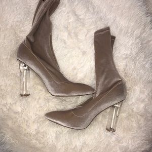 Missguided clear block heel sock boot